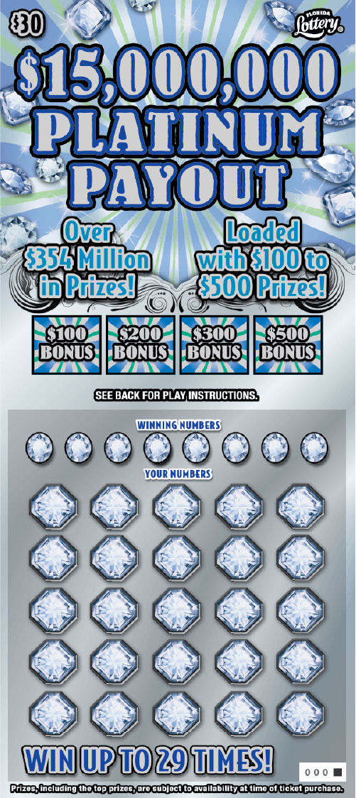 $15,000,000 PLATINUM PAYOUT scratch-off from Florida Lottery