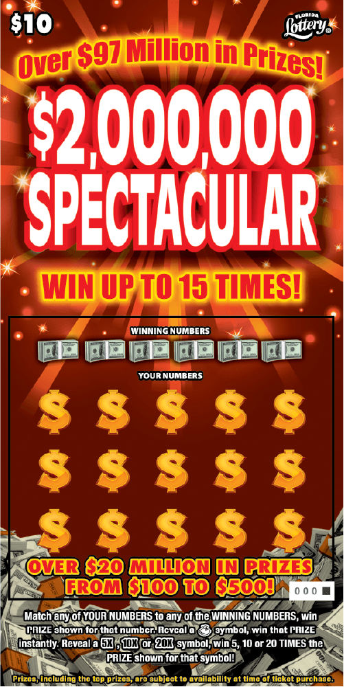 $2,000,000 SPECTACULAR scratch-off from Florida Lottery
