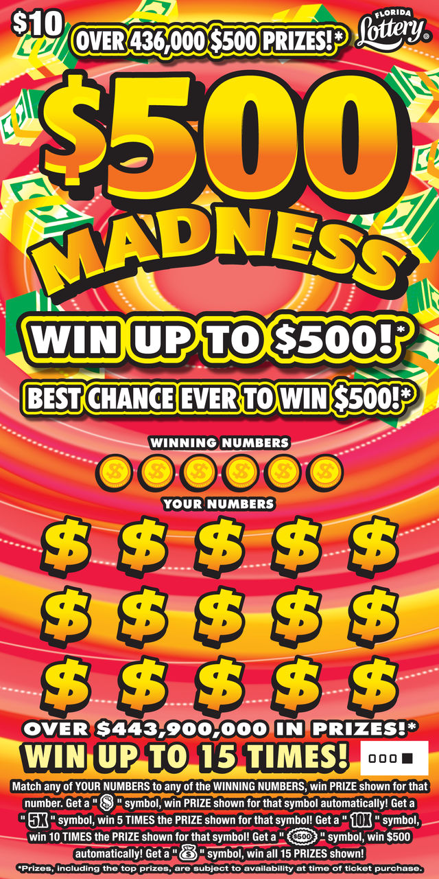 FL Lottery - $500 Madness (#1454) - scratch off odds