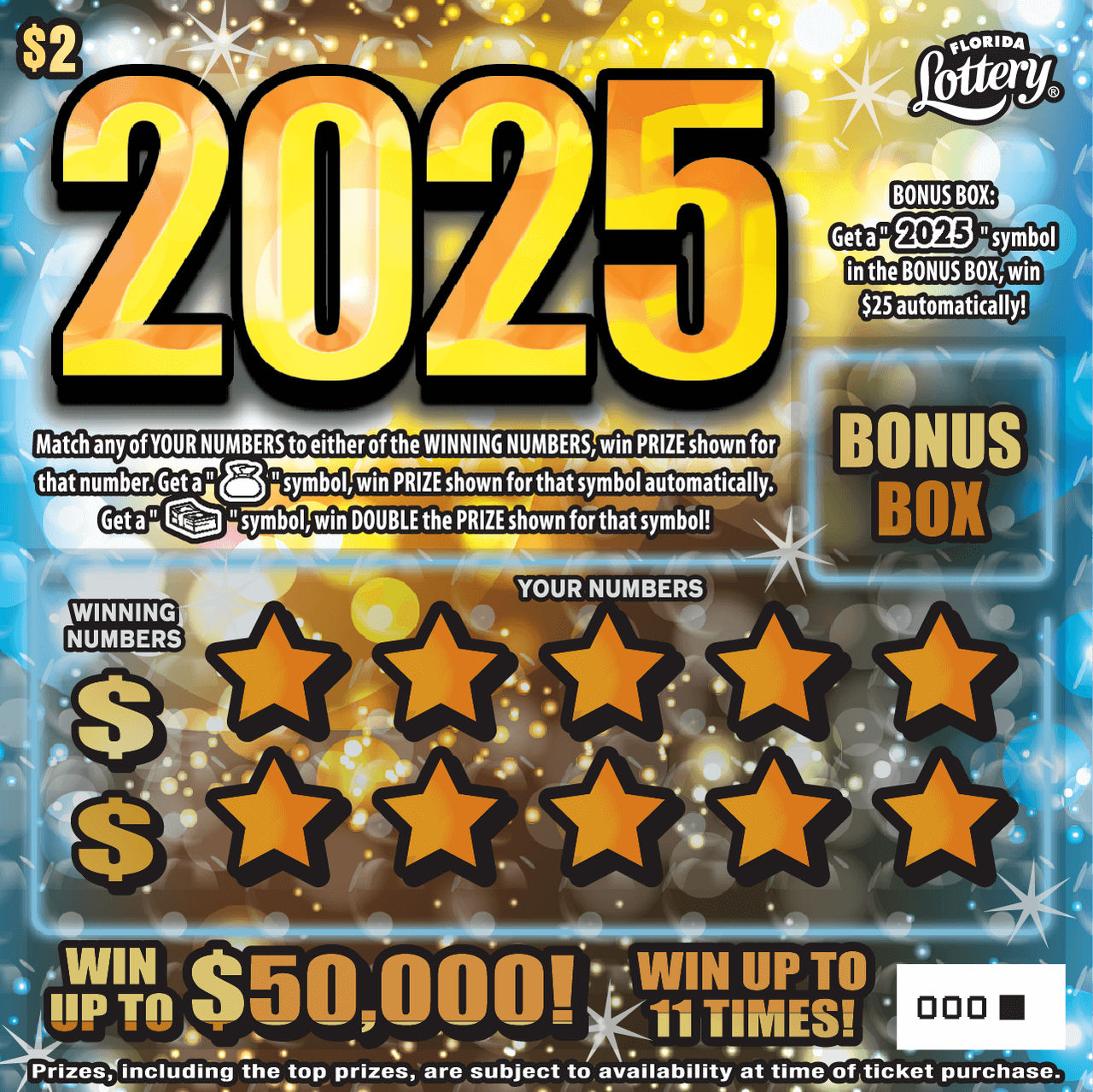 FL Lottery - 2025 (#1579) - scratch off odds