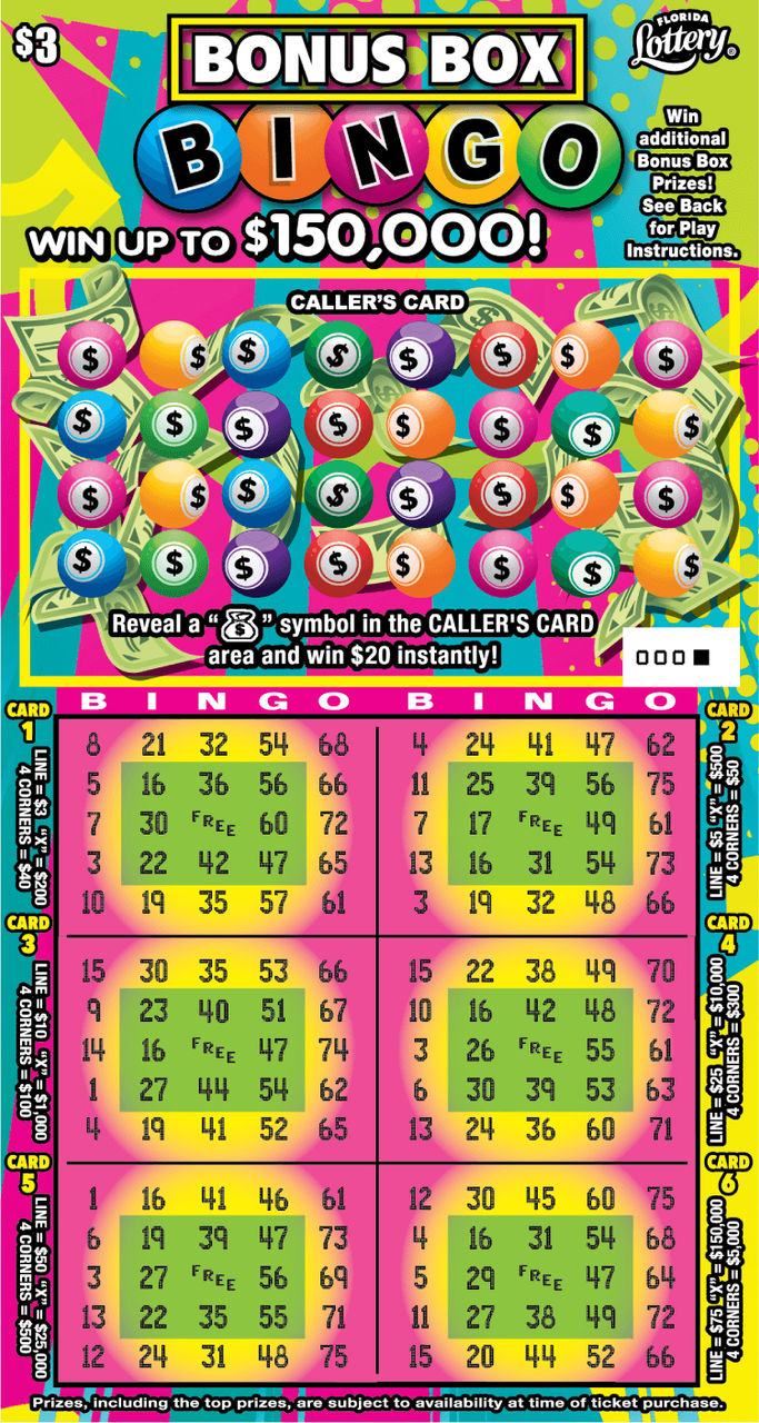 BONUS BOX BINGO scratch-off from Florida Lottery
