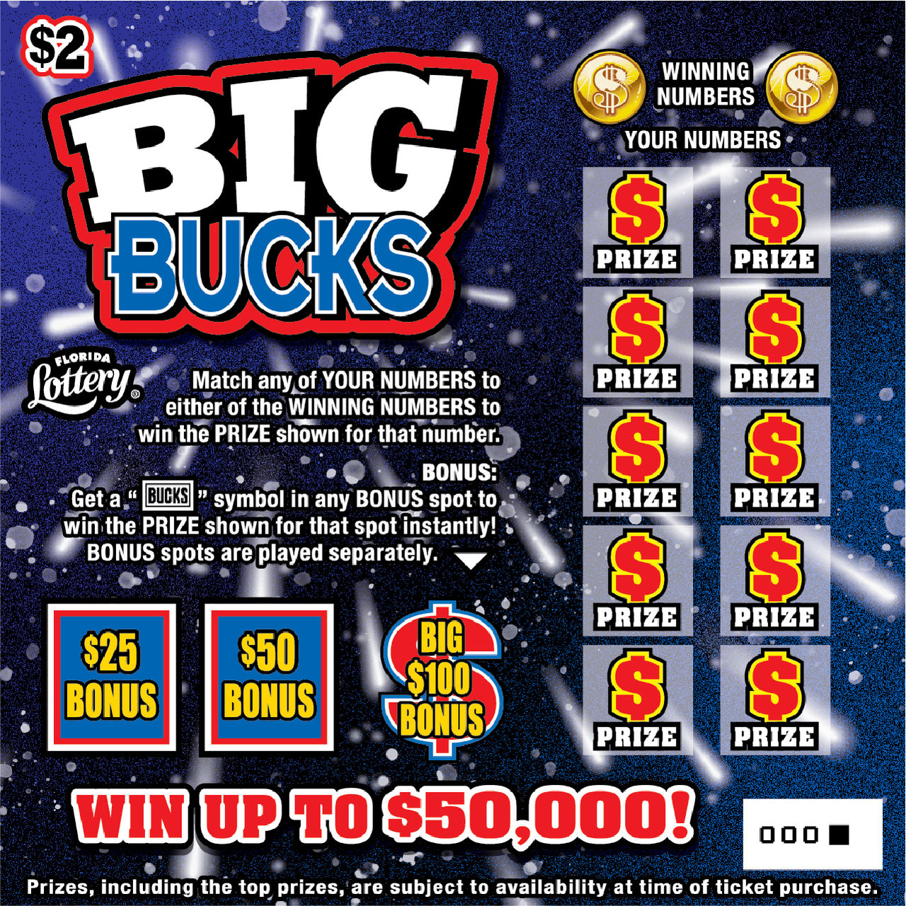 BIG BUCKS scratch-off from Florida Lottery