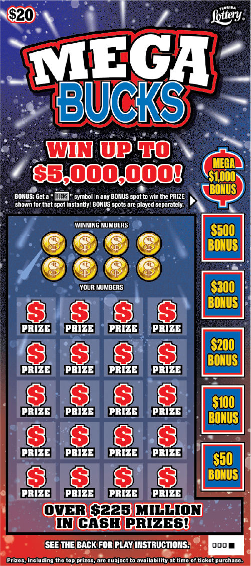 MEGA BUCKS scratch-off from Florida Lottery