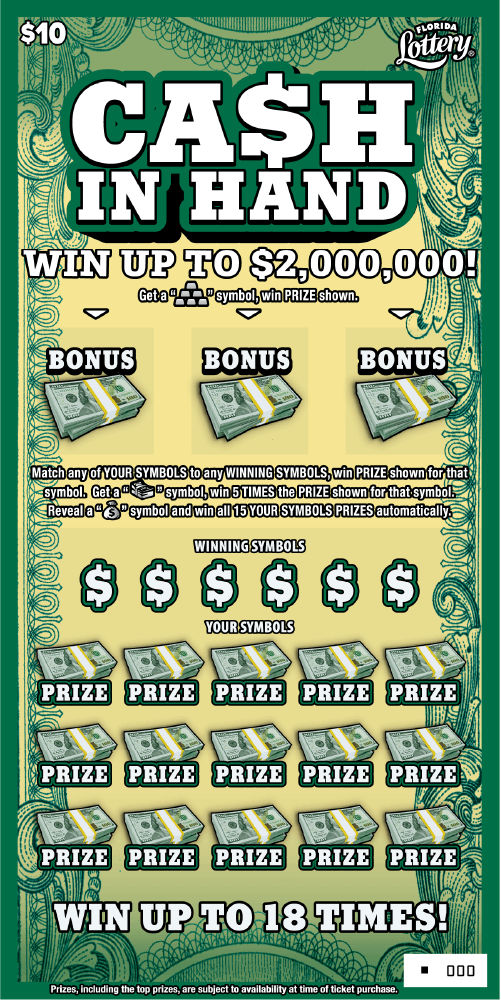 CA$H IN HAND scratch-off from Florida Lottery