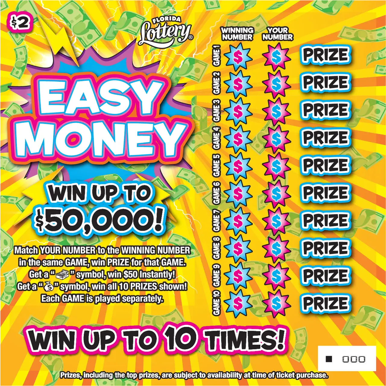 FL Lottery - Easy Money (#5057) - scratch off odds