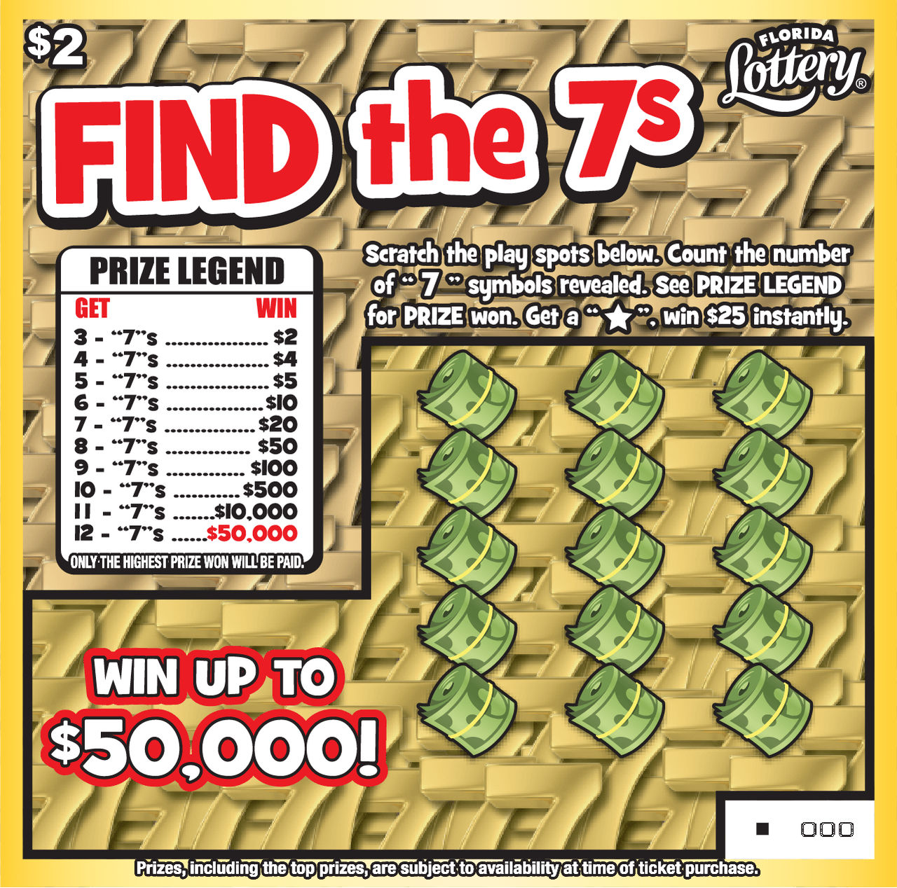 FL Lottery - FIND the 7s (#5060) - scratch off odds