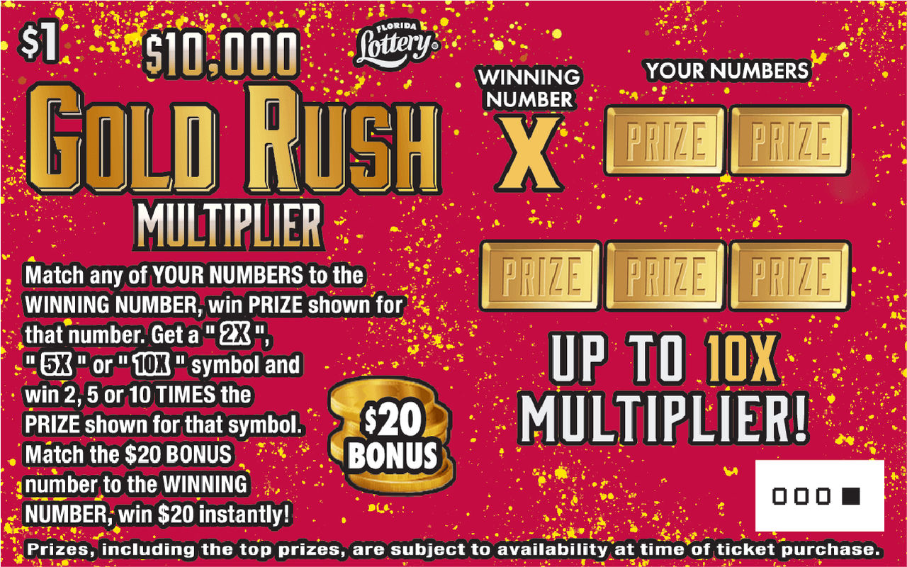 FL Lottery - $10,000 GOLD RUSH MULTIPLIER (#1583) - scratch off odds