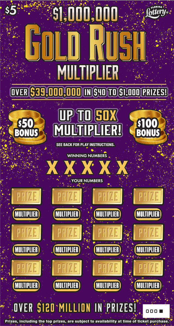 FL Lottery - $1,000,000 GOLD RUSH MULTIPLIER (#1585) - scratch off odds