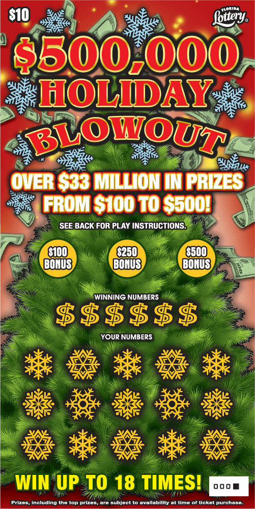 FL Lottery - $500,000 Holiday Blowout (#1578) - scratch off odds