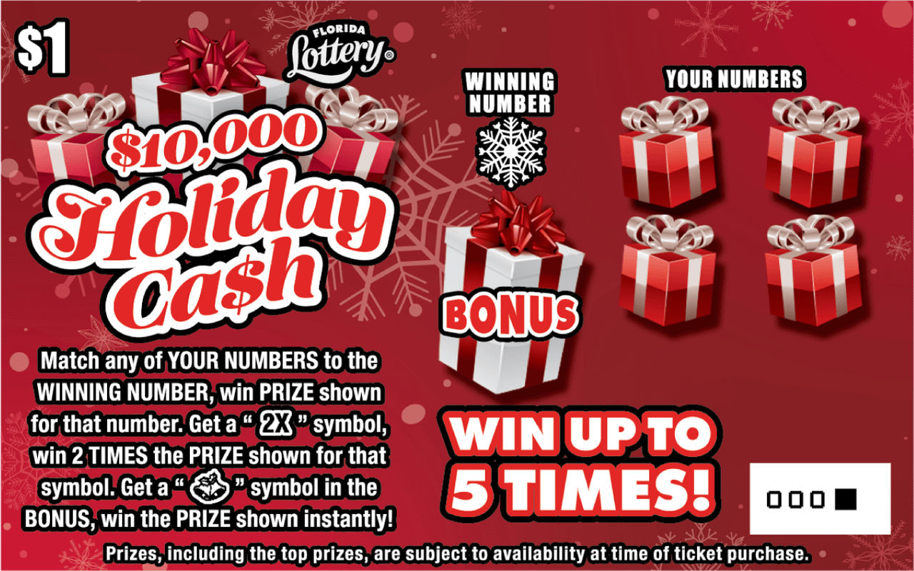 $10,000 HOLIDAY CA$H scratch-off from Florida Lottery