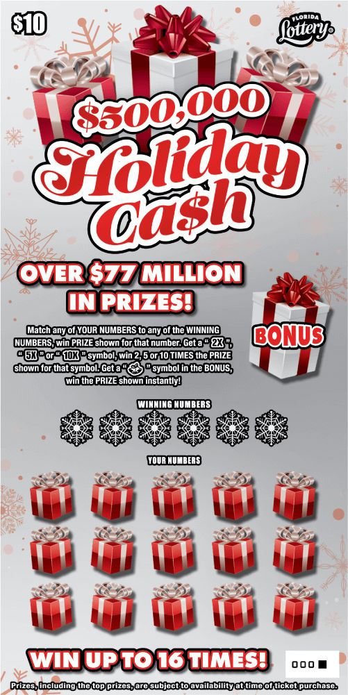 $500,000 HOLIDAY CA$H scratch-off from Florida Lottery
