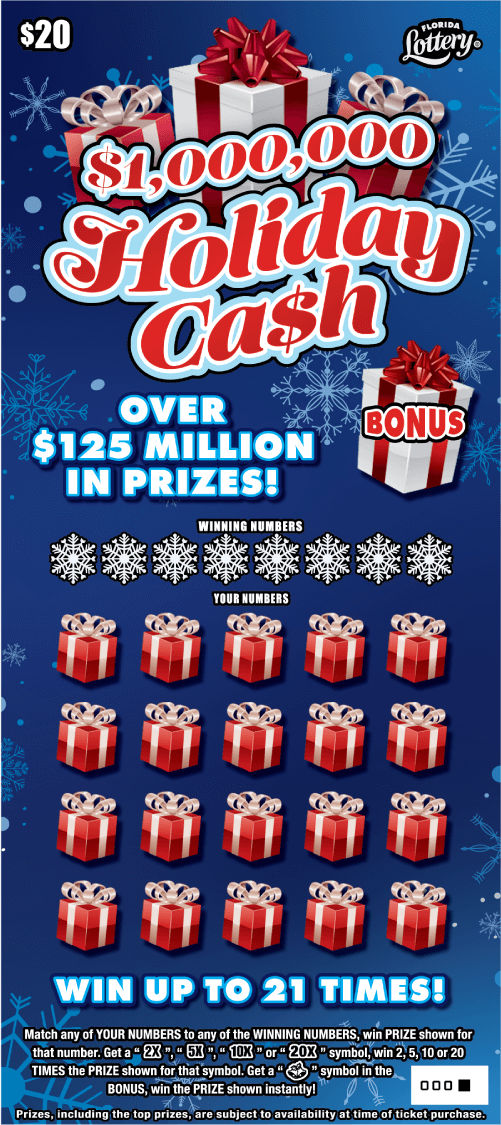 $1,000,000 HOLIDAY CA$H scratch-off from Florida Lottery