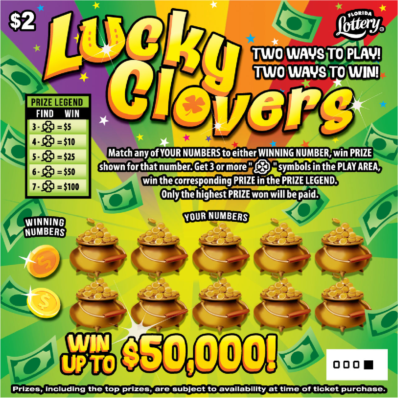 LUCKY CLOVERS scratch-off from Florida Lottery