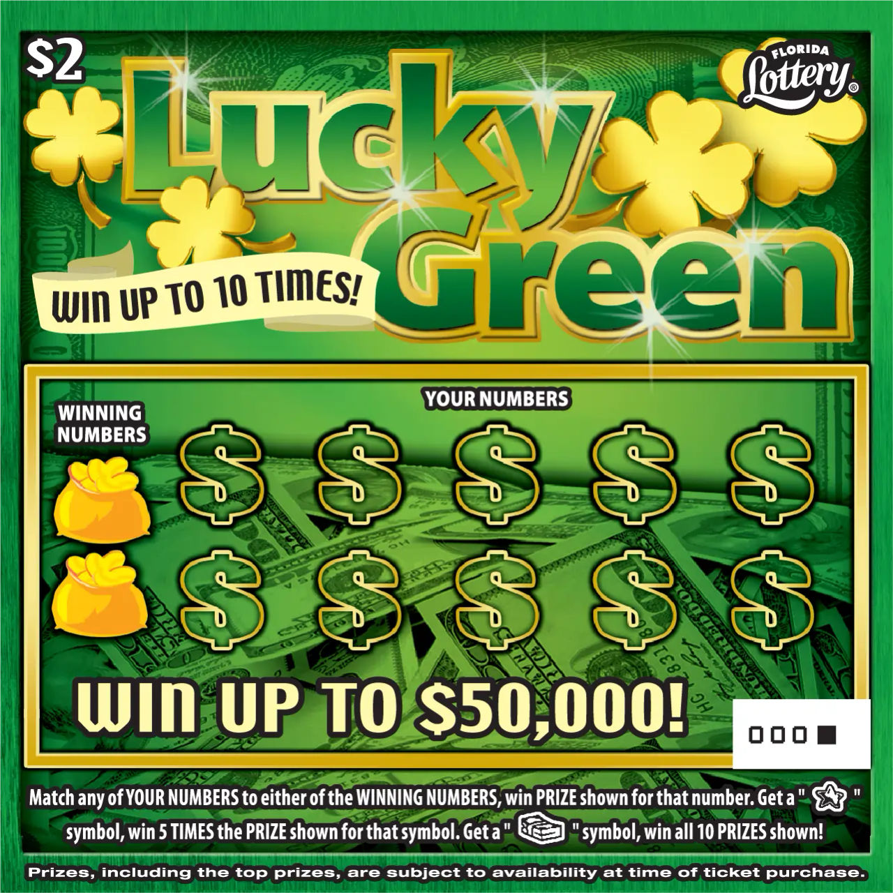 FL Lottery - Lucky Green (#1556) - scratch off odds