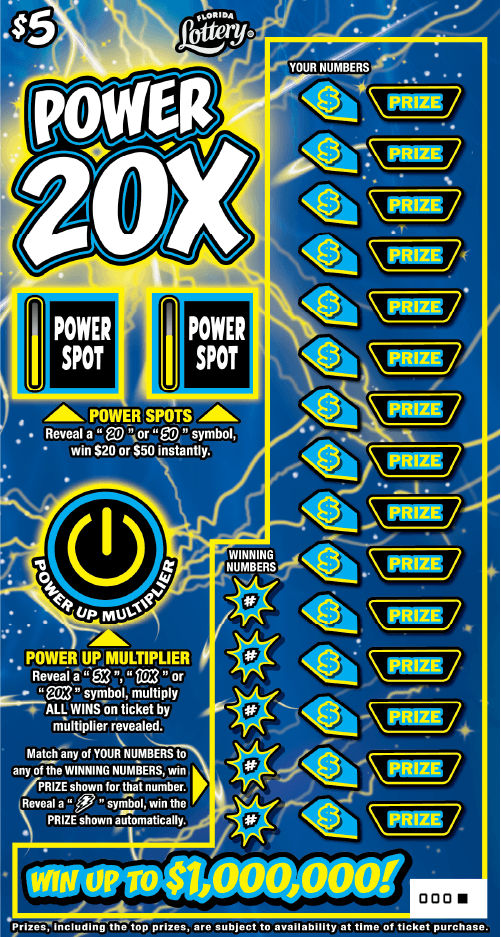 POWER 20X scratch-off from Florida Lottery
