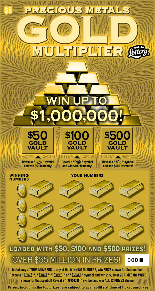 PRECIOUS METALS GOLD MULTIPLIER scratch-off from Florida Lottery