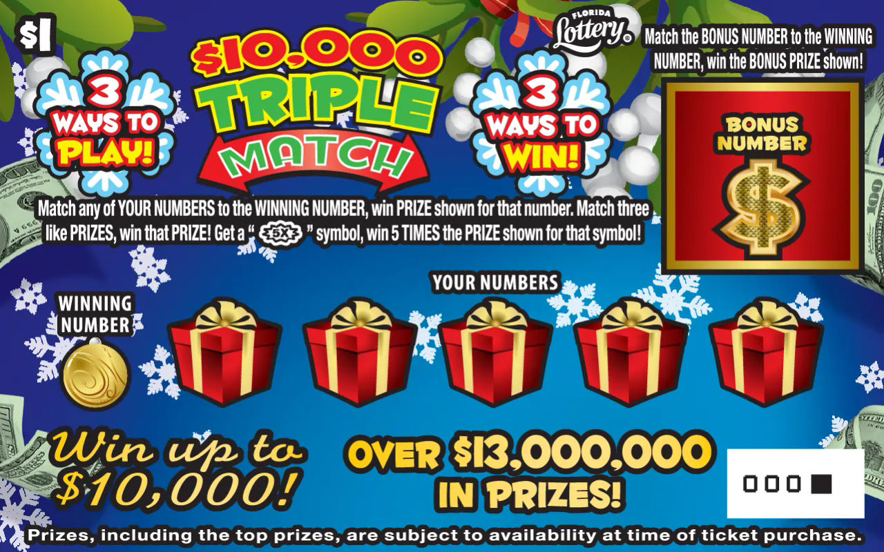 FL Lottery - $10,000 Triple Match (#1544) - scratch off odds