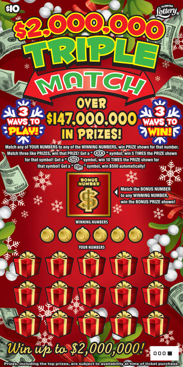 FL Lottery - $2,000,000 Triple Match (#1547) - scratch off odds