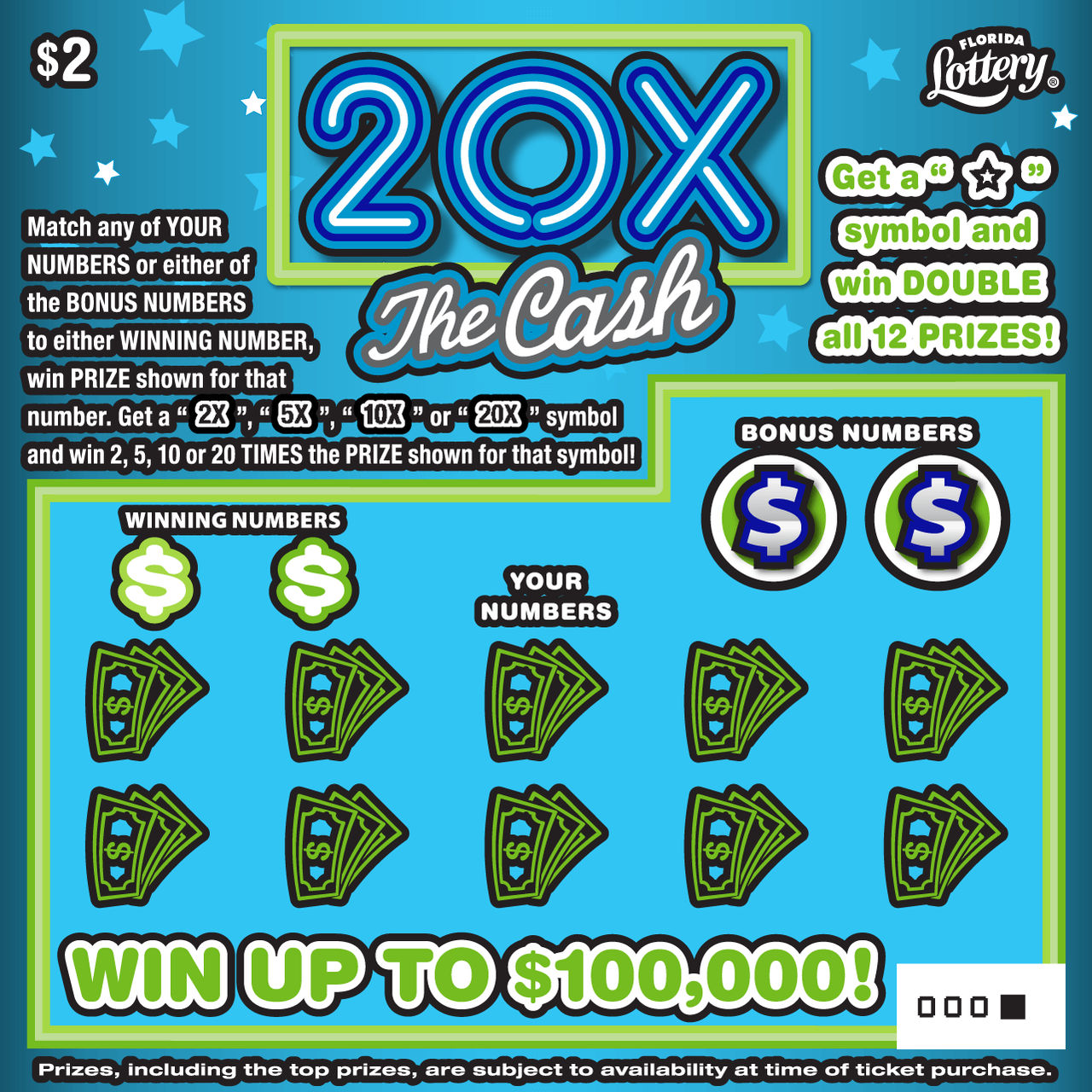 FL Lottery - 20X The Cash (#1552) - scratch off odds